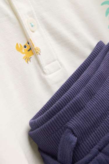 Kinderen: jongens - Vakantie - set - poloshirt en korte broek - 2-delig - blauw / wit