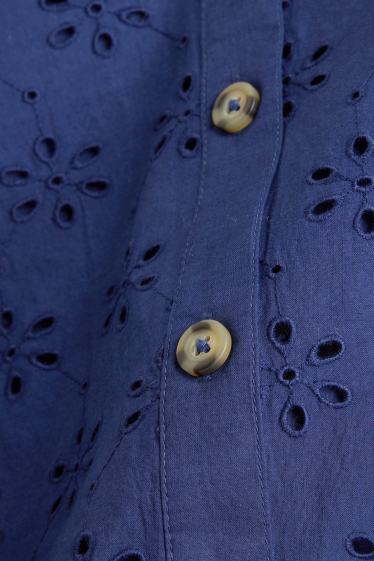 Dámské - Halenka - anglická krajka - tmavomodrá