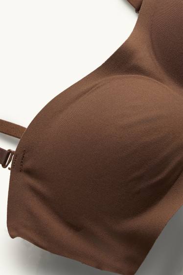 Women - Invisible bandeau bra - padded - brown