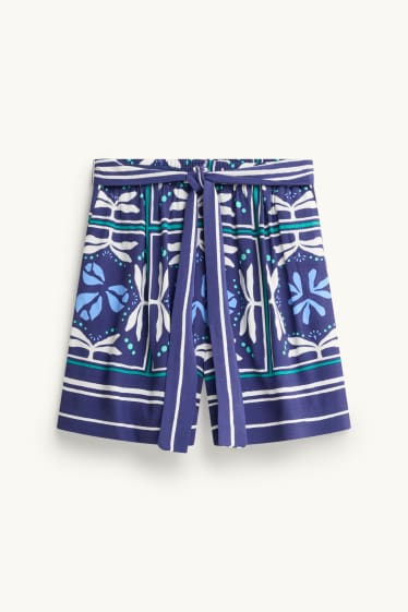 Dames - Short - high waist - met patroon - blauw