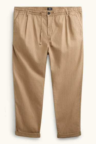Hommes - Chino - tapered fit - lin mélangé - marron clair