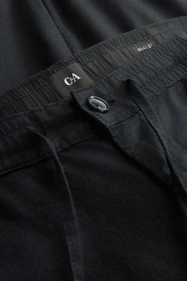 Herren - Chino - Tapered Fit - Leinen-Mix - schwarz