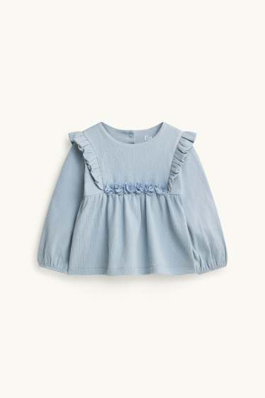 Bébés filles - Petites fleurs - haut à manches longues bébé - bleu clair