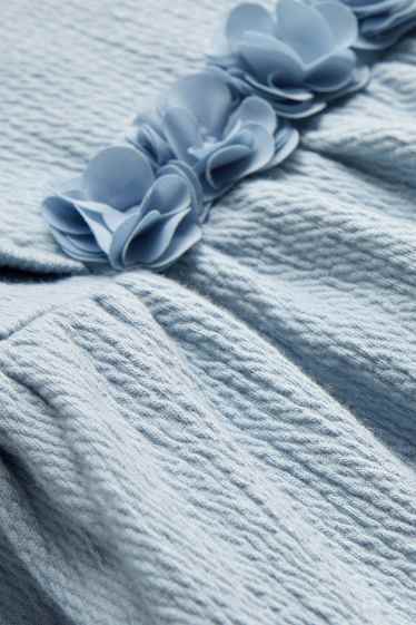 Bébés filles - Petites fleurs - haut à manches longues bébé - bleu clair