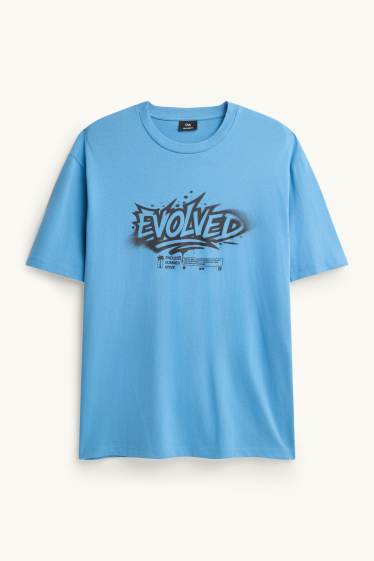 Heren - T-shirt - relaxed fit - blauw