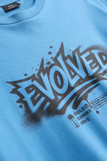 Heren - T-shirt - relaxed fit - blauw