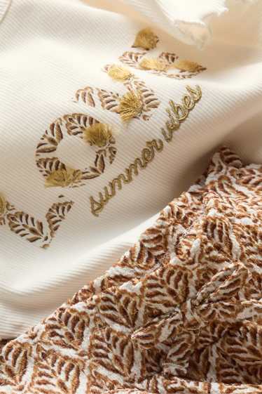 Children Girls - Set - short sleeve T-shirt and cloth trousers - 2 piece - white