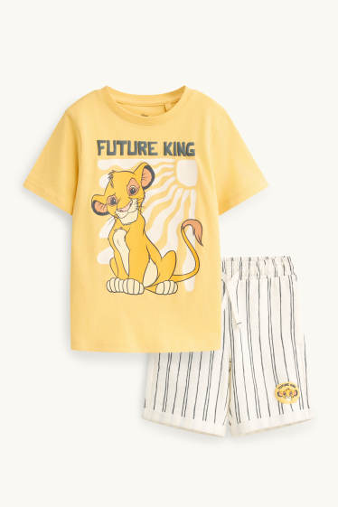 Kinder Buben - Der König der Löwen - Shorty-Pyjama - 2 teilig - weiß / gelb