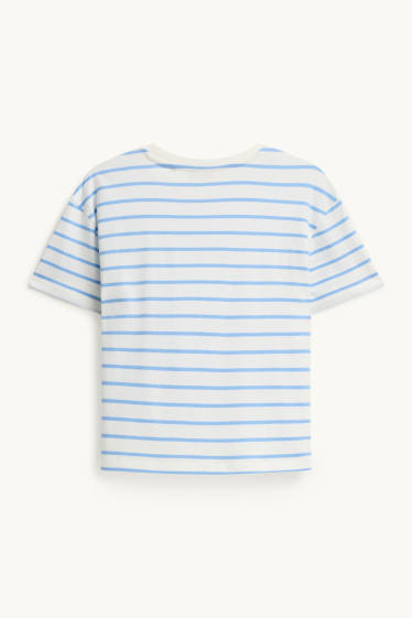 Damen - T-Shirt - Regular Fit - gestreift - weiss / blau