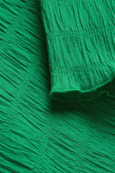 Dona - Samarreta de màniga curta - regular fit - frunzida - verd