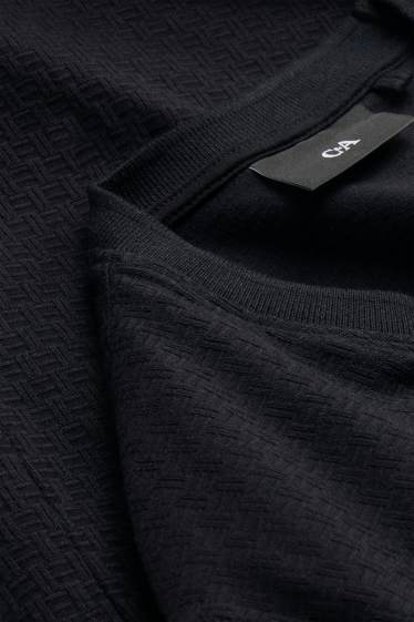 Herren - T-Shirt - Regular Fit - strukturiert - schwarz