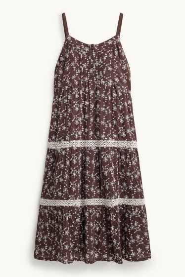 Nena - Flors - vestit - marró