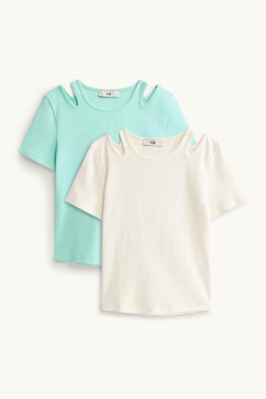 Nena - Paquet de 2 - samarreta de mànigues curtes - acanalada - turquesa
