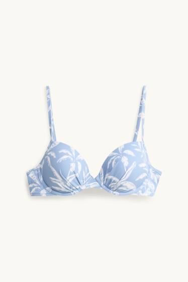 Women - Mini Me - women's bikini top with underwire - padded - patterned - light blue
