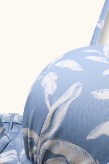 Women - Mini Me - women's bikini top with underwire - padded - patterned - light blue