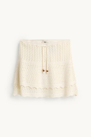 Women - Miniskirt - textured - creme