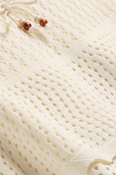 Women - Miniskirt - textured - creme
