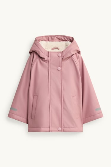 Baby Girls - Rain jacket with hood - lined - waterproof - rose