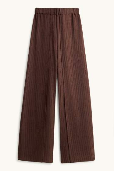 Damen - Stoffhose - High Waist - Palazzo - gestreift - braun