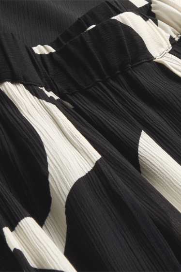 Damen - Stoffhose - High Waist - Palazzo - gemustert - weiß / schwarz