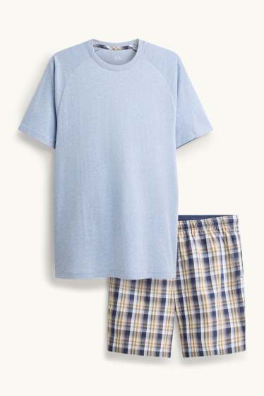 Heren - Shortama - blauw / wit