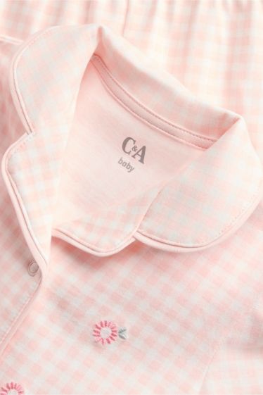 Baby Girls - Floral - baby pyjamas - 2 piece - check - rose