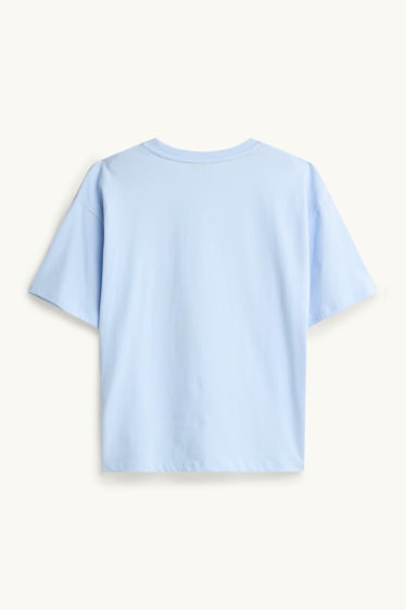 Děti - dívky - Motýl - tričko s krátkým rukávem - světle modrá