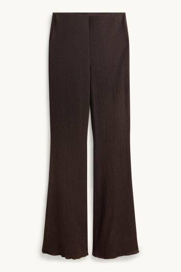 Damen - Flared Leggings - strukturiert - dunkelbraun