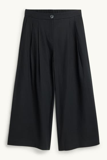 Damen - Culotte - Mid Waist - Wide Leg - schwarz