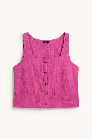 Dámské - Halenka bez rukávů - strukturovaná - růžová