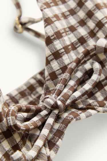 Women - Underwire bikini top - check - brown / beige