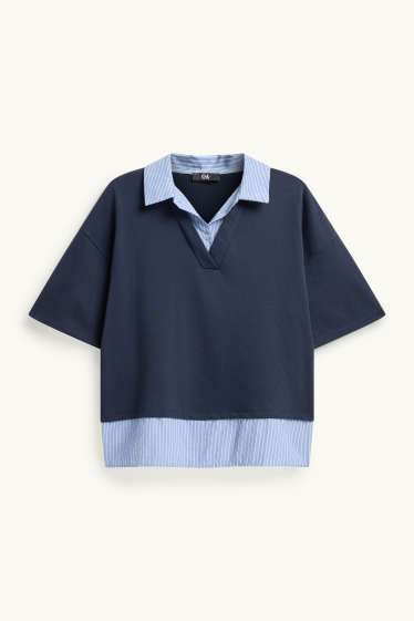 Damen - Sweatshirt - 2-in-1-Look - blau