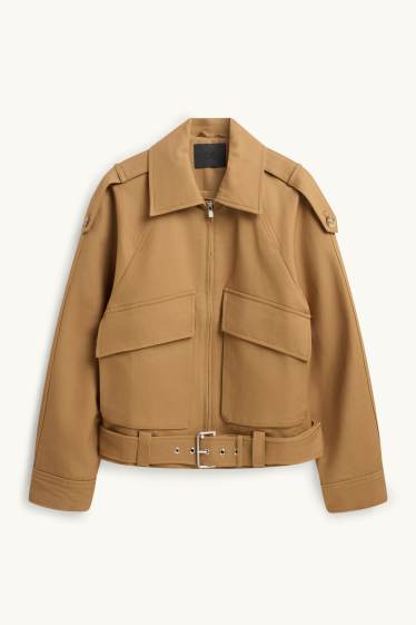 Donna - Giacca con cintura - marrone chiaro