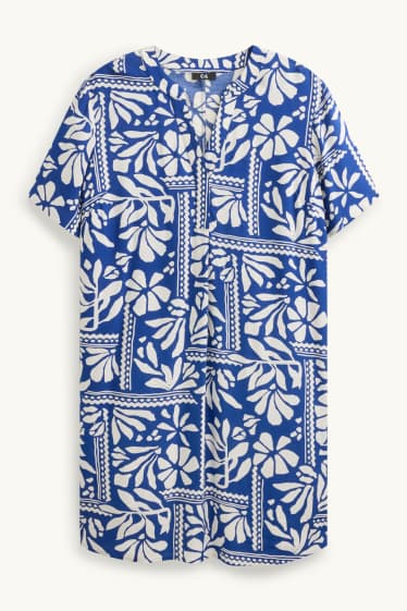 Mujer - Vestido con escote en pico - estampado - azul / blanco