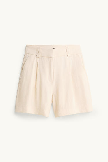 Donna - Shorts - vita alta - crema