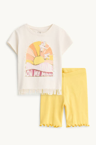 Kinderen: meisjes - Outfit - wit / geel