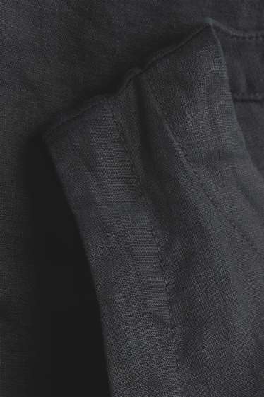 Damen - Leinen-Bluse - schwarz