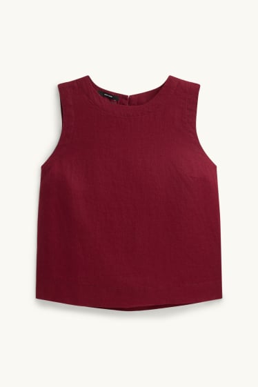 Dames - Linnen blouse - donkerrood