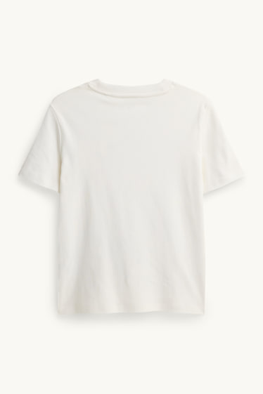 Dona - Samarreta de màniga curta - regular fit - de flors - blanc