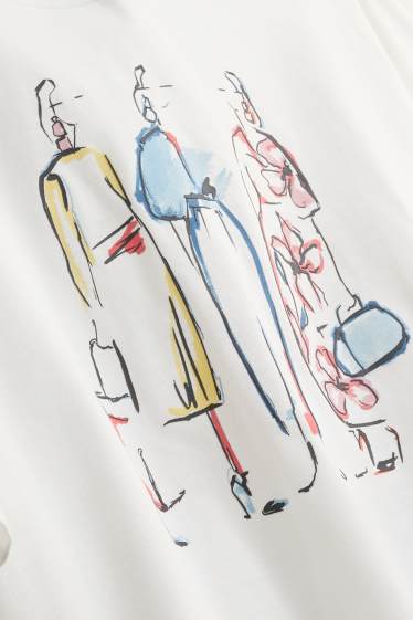 Femmes - T-shirt - relaxed fit - blanc