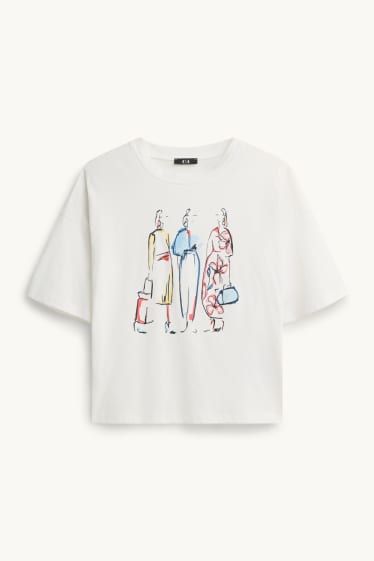 Femmes - T-shirt - relaxed fit - blanc