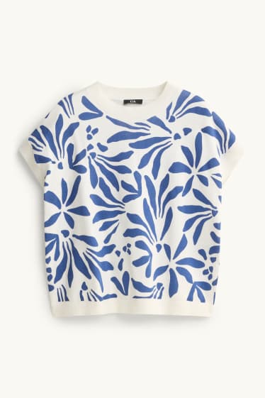 Damen - Sweatshirt - geblümt  - weiß