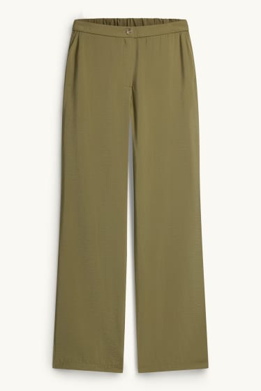 Dames - Pantalon - high waist - wide leg - kaki