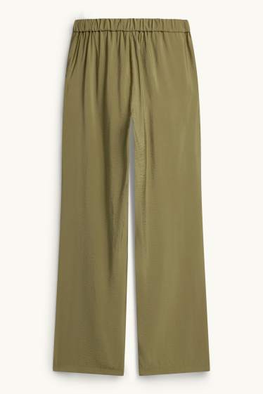 Dames - Pantalon - high waist - wide leg - kaki