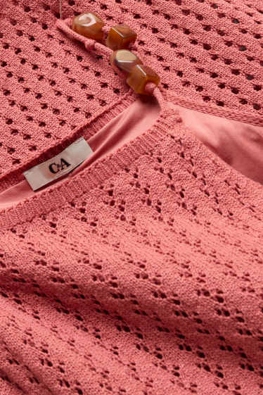 Dames - Jurk met gebreid patroon - terracotta