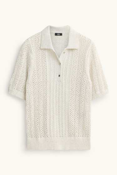 Femmes - Pull en crochet - crème