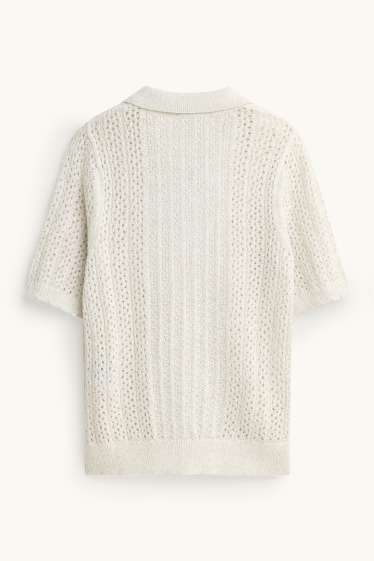 Femmes - Pull en crochet - crème