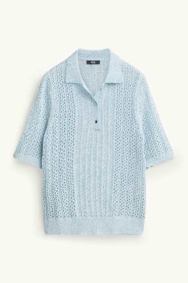 Damen - Crochet-Pullover - hellblau