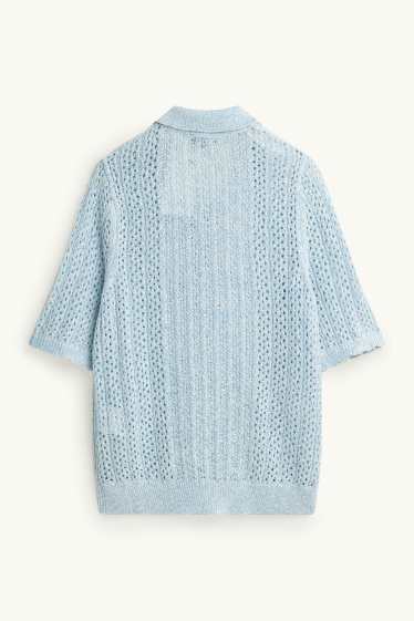 Damen - Crochet-Pullover - hellblau