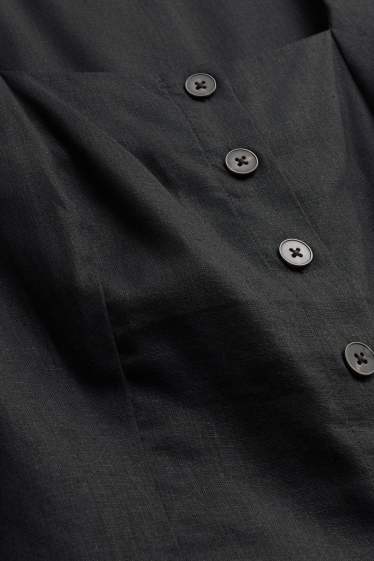 Damen - Weste mit Leinen-Anteil - tailliert - schwarz